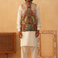 Paisley Printed Nehru Jacket With Solid Kurta Pyjama Set