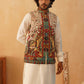 Paisley Printed Nehru Jacket With Solid Kurta Pyjama Set