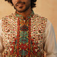 Paisley Printed Nehru Jacket With Solid Kurta Pyjama Set