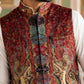 Paisley Printed Nehru Jacket With Solid Kurta Pyjama Set