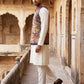 Paisley Printed Nehru Jacket With Solid Kurta Pyjama Set