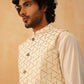 Embroidered Nehru Jacket With Solid Kurta Pyjama Set