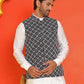 Embroidered Nehru Jacket With Solid Kurta Pyjama Set ( JOKPWC 592W 4110 Black )