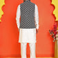 Embroidered Nehru Jacket With Solid Kurta Pyjama Set ( JOKPWC 592W 4110 Black )
