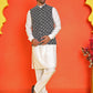 Embroidered Nehru Jacket With Solid Kurta Pyjama Set ( JOKPWC 592W 4110 Black )