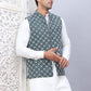 Embroidered Nehru Jacket With Solid Kurta Pyjama Set
