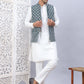 Embroidered Nehru Jacket With Solid Kurta Pyjama Set