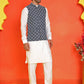 Embroidered Nehru Jacket With Solid Kurta Pyjama Set ( JOKPWC 592W 4110 Peacock )