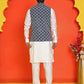 Embroidered Nehru Jacket With Solid Kurta Pyjama Set ( JOKPWC 592W 4110 Peacock )