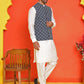 Embroidered Nehru Jacket With Solid Kurta Pyjama Set ( JOKPWC 592W 4110 Peacock )