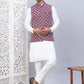 Embroidered Nehru Jacket With Solid Kurta Pyjama Set