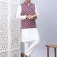 Embroidered Nehru Jacket With Solid Kurta Pyjama Set