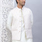 Embossed Nehru Jacket With Solid Kurta Pyjama Set