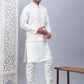 Embossed Nehru Jacket With Solid Kurta Pyjama Set