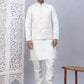 Embossed Nehru Jacket With Solid Kurta Pyjama Set