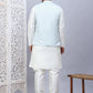 Embossed Nehru Jacket With Solid Kurta Pyjama Set
