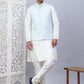 Embossed Nehru Jacket With Solid Kurta Pyjama Set