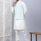 Embossed Nehru Jacket With Solid Kurta Pyjama Set