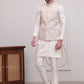 Men's Woven Design Nehru Jacket With Solid Kurta Pyjama ( JOKPWC 592W 4114White )