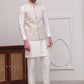 Men's Woven Design Nehru Jacket With Solid Kurta Pyjama ( JOKPWC 592W 4114White )