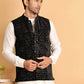 Men's Velvet Nehru Jacket With Solid Kurta Pyjama ( JOKPWC 592W 4118Black )