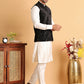 Men's Velvet Nehru Jacket With Solid Kurta Pyjama ( JOKPWC 592W 4118Black )