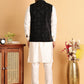 Men's Velvet Nehru Jacket With Solid Kurta Pyjama ( JOKPWC 592W 4118Black )
