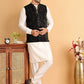 Men's Velvet Nehru Jacket With Solid Kurta Pyjama ( JOKPWC 592W 4118Black )