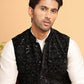 Men's Velvet Nehru Jacket With Solid Kurta Pyjama ( JOKPWC 592W 4118Black )