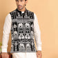 Men's Embroidered & Velvet Nehru Jacket With Solid Kurta Pyjama ( JOKPWC 592W 4119Black )