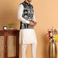 Men's Embroidered & Velvet Nehru Jacket With Solid Kurta Pyjama ( JOKPWC 592W 4119Black )