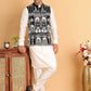 Men's Embroidered & Velvet Nehru Jacket With Solid Kurta Pyjama ( JOKPWC 592W 4119Black )