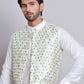 Embroidered Nehru Jacket With Solid Kurta Pyjama ( JOKPWC 592W 4121Green )
