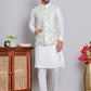 Embroidered Nehru Jacket With Solid Kurta Pyjama ( JOKPWC 592W 4121Green )