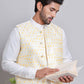 Embroidered Nehru Jacket With Solid Kurta Pyjama ( JOKPWC 592W 4121Yellow )