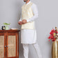 Embroidered Nehru Jacket With Solid Kurta Pyjama ( JOKPWC 592W 4121Yellow )