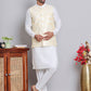 Embroidered Nehru Jacket With Solid Kurta Pyjama ( JOKPWC 592W 4121Yellow )