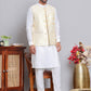Embroidered Nehru Jacket With Solid Kurta Pyjama ( JOKPWC 592W 4121Yellow )