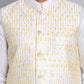 Embroidered Nehru Jacket With Solid Kurta Pyjama ( JOKPWC 592W 4121Yellow )