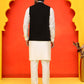 Embroidered Velvet Nehru Jacket With Solid Kurta Pyjama ( JOKPWC 592W 4123 Black )