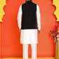 Embroidered Velvet Nehru Jacket With Solid Kurta Pyjama ( JOKPWC 592W 4123 Black )