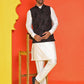 Embroidered Velvet Nehru Jacket With Solid Kurta Pyjama ( JOKPWC 592W 4123 Black )