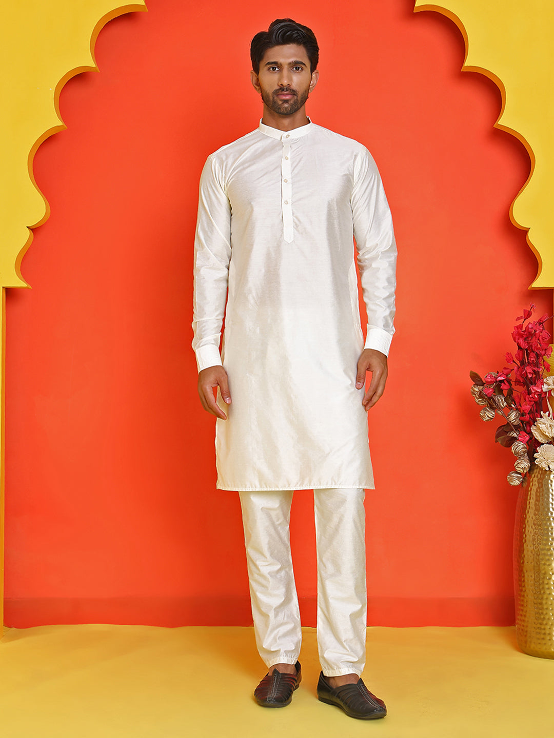 Embroidered Velvet Nehru Jacket With Solid Kurta Pyjama ( JOKPWC 592W 4123 Black )