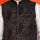 Embroidered Velvet Nehru Jacket With Solid Kurta Pyjama ( JOKPWC 592W 4123 Black )