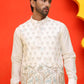 Embroidered Nehru Jacket With Solid Kurta Pyjama ( JOKPWC 592W 4124 White )