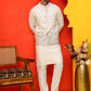 Embroidered Nehru Jacket With Solid Kurta Pyjama ( JOKPWC 592W 4124 White )