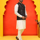 Embroidered Velvet Nehru Jacket With Solid Kurta Pyjama ( JOKPWC 592W 4125 Black )