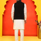 Embroidered Velvet Nehru Jacket With Solid Kurta Pyjama ( JOKPWC 592W 4125 Black )