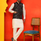 Embroidered Velvet Nehru Jacket With Solid Kurta Pyjama ( JOKPWC 592W 4125 Black )