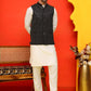 Embroidered Velvet Nehru Jacket With Solid Kurta Pyjama ( JOKPWC 592W 4126 Black )